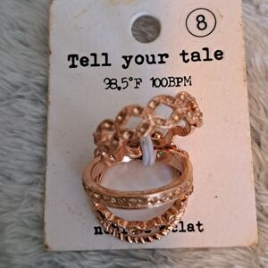 Tell Your Tale Rose Gold Stackable Rings Size 8